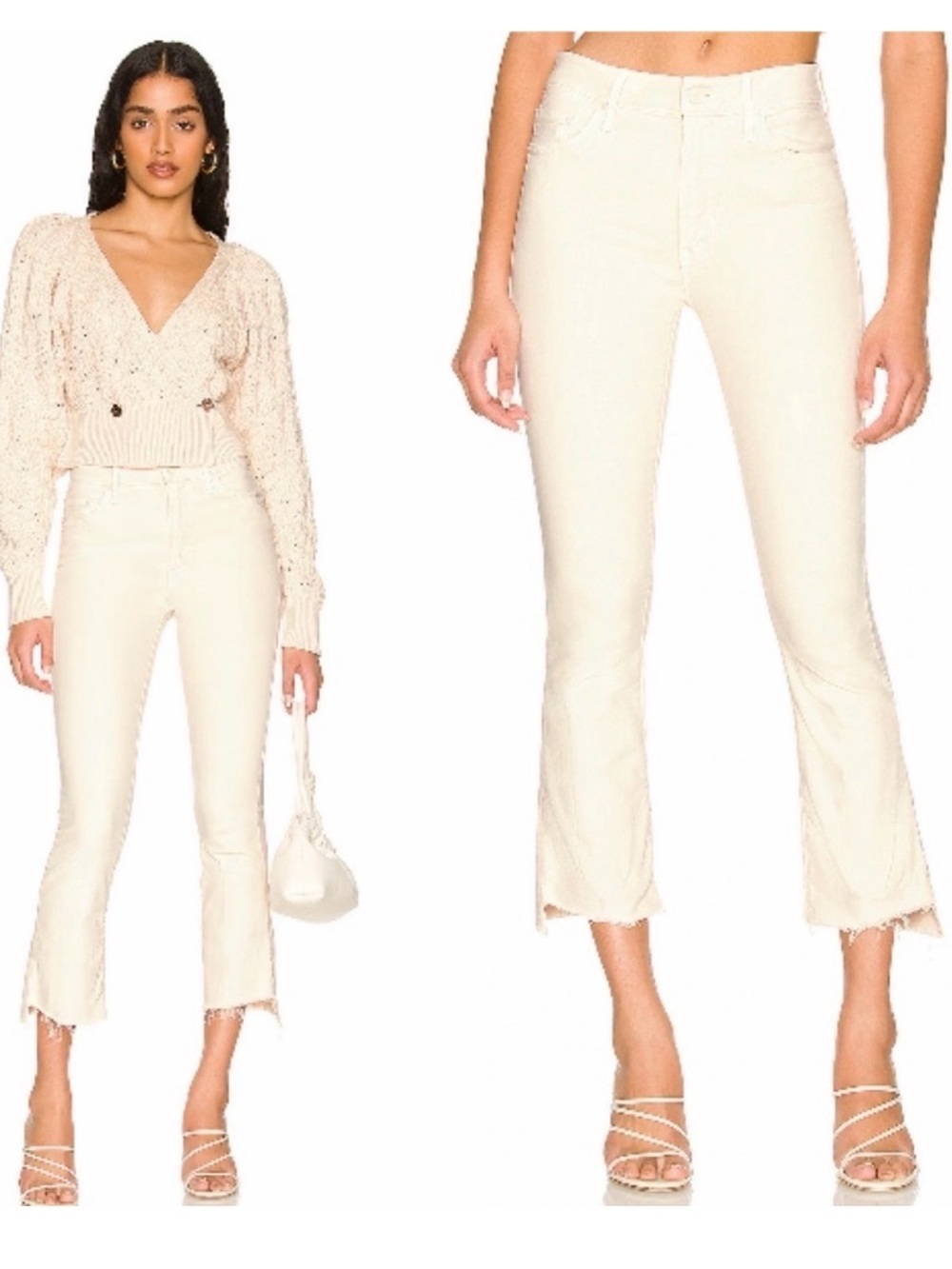 Mother denim crop step fray- chalk it up